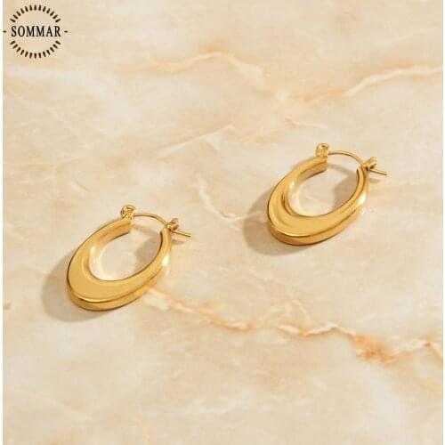 SOMMAR Fashion jewellery charms Gold Filled hoop for women geometric and ellipse earring for women Fashion Popular Jewelry
