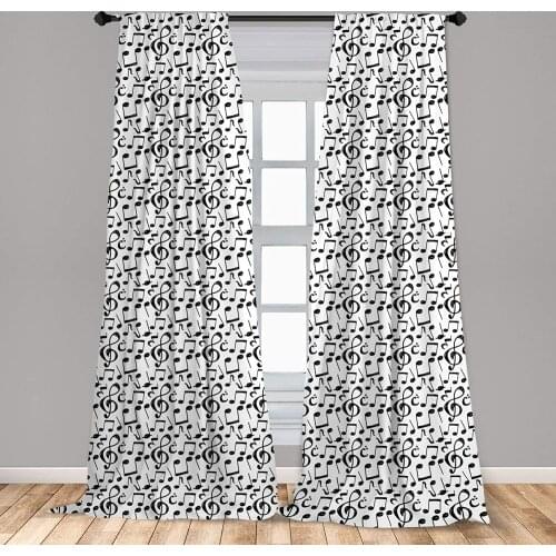 Music Curtains Sketchy Musical Notes and Melody Entertainment Fine Arts Window Treatments for Living Room Bedroom Decor