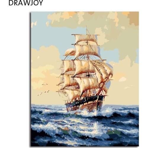 DRAWJOY Landscape Framed Painting By Numbers Wall Art DIY Canvas Oil Painting Home Decor For Living Room 40*50cm