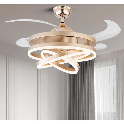 LED Fan Light Dining Room Living Room Bedroom LED with Electric Fan Light Invisible Ceiling Fan with Lights Remote Control