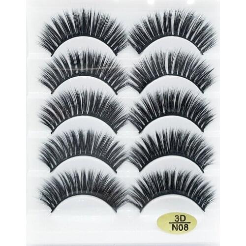 New 5 pairs Handmade 3d mink lashes long thick False Eyelashes Cross Messy Dense Natural Eye Lashes Stage Makeup False Eyelashes