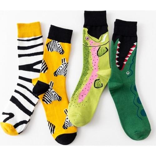 New Arrivals Socks Men Women Unisex Harajuku Hip Hop Happy Socks Striped Shark Crocodile Zebra Animal Print Funny Art Socks Soks