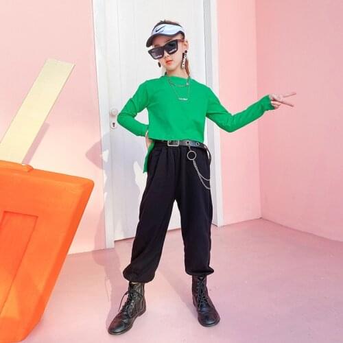 Girl Casual Set 2021 Girl Spring Suits Teen Irregular Long-sleeved T Girls Sports Bottoming Shirt + Girls Loose Sweatpants 2PCS