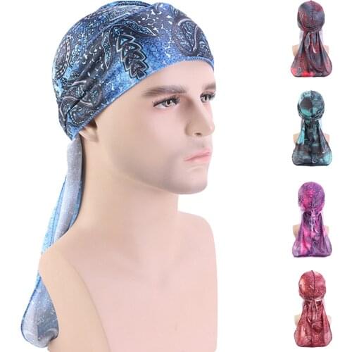 Unisex Men Women Durags Bandanas Turban Hat Wigs Doo Durag Biker Headwear Headwrap Hair Accessories Extra Long Tail Du-Rag New