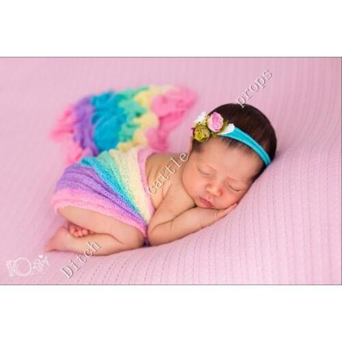 140*40cm) Rainbow Stretch Knit Wrap Newborn Photography Wraps Nubble Wraps Rayon Wraps Maternity Scarf Women Shawl