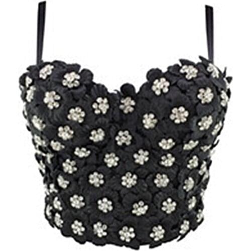 Pink Mesh Lace Bustier Diamond Splice Sling Tank Women Sexy Sleeveless Backless Crop Top Camisole Nightclub Corset Goth Vest