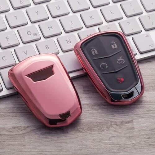 Pink key Case Shell Cover TPU Smart Protective for Cadillac ATS CTS CT6 XTS Escalade