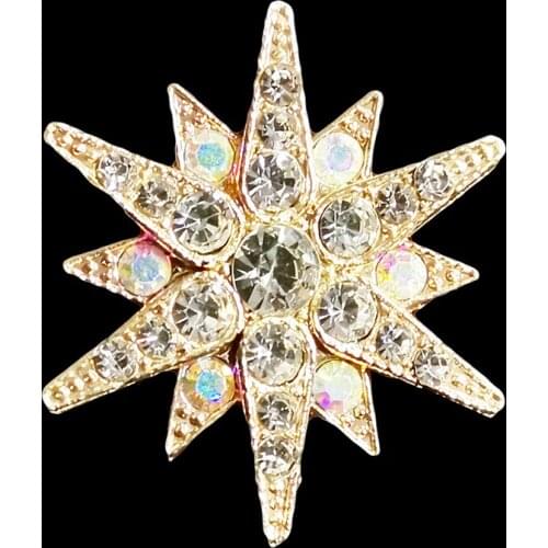 RSHCZY Hexagram Golden Crystal Brooch Vintage Pins For Backpacks Coat Bag Hat Beautiful Jewelry Gift Scarf Buckle