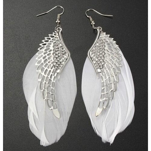 Fashion Angel Wings Earrings For Women Ear Charm Feather Stud Earrings Paired Pendant Tassel Statement Earrings Vintage Jewelry
