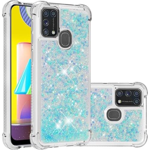 Cute Quicksand Glitter Liquid Case For Samsung Galaxy M21s Cases M31 Transparent Soft TPU Bumper Cover For Galaxy M31 Funda