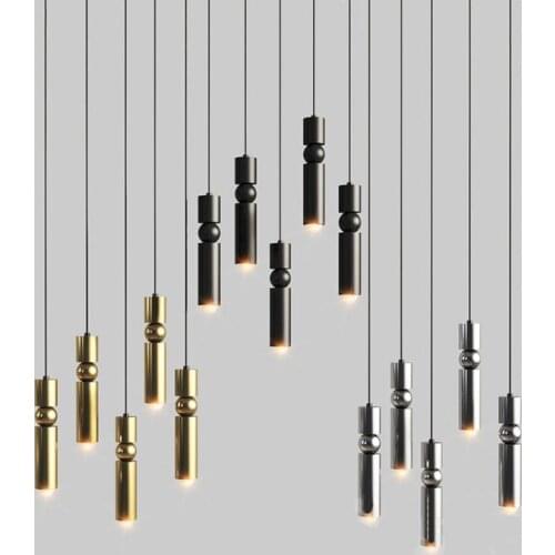 Modern Simple Gold Iron Art Led Pendant Lights Restaurant Corridor Aisle Staircase Bedroom Bedside Lamp Home Deco Pendant Lamps