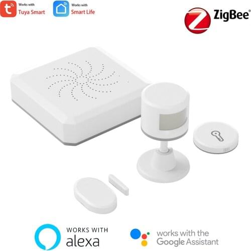 Tuya Zigbee Alarm Kit Smart Home PIR Detector Door Sensor Temperature & Humidity Sensor ZigBee Home Security Alarm System