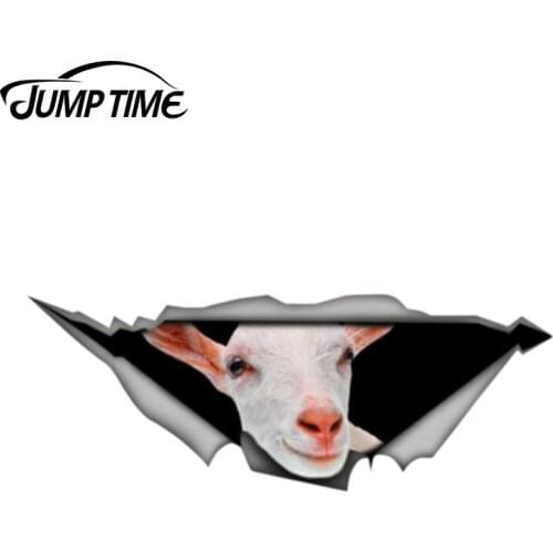 Jump Time 13cm x 4.8cm Saanen goat decal 3D Pet Graphic Vinyl Decal Car Window Laptop Bumper Animal Car Stickers