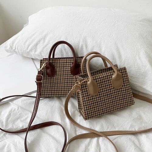 Vintage New Fashion Plaid Pattern Women Small Shoulder Messenger Bags Casual PU Leather Ladies Solid Crossbody Handbags