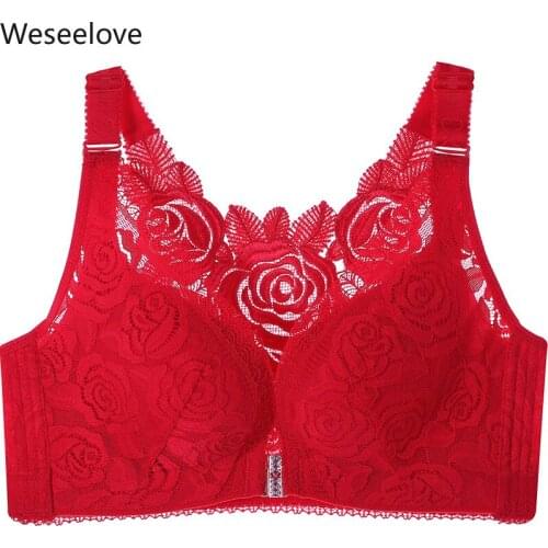 Weseelovesexy Women Bra Push Up Bralette Lingerie Front Buckle Beautiful Back Plus Size Bra Wire Free Underwear Gathered M24-2