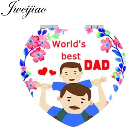 Youhaken SUPER PAPA Beard and tie happy fathers day Portable mirror love papa Heart Mini leather pocket mirror FQ934