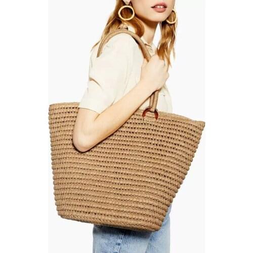 Woman Shopping Big Bag Fashion Simple Straw Bag Wild Handmade Woven Bag Female Shoulder Portable Beach Bag Tide
