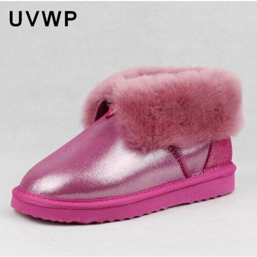 New High Quality Genuine Sheepskin Leather Women Snow Boots Warm Wool Ankle Boots 100% Natural Fur Female Winter Boots Shoes