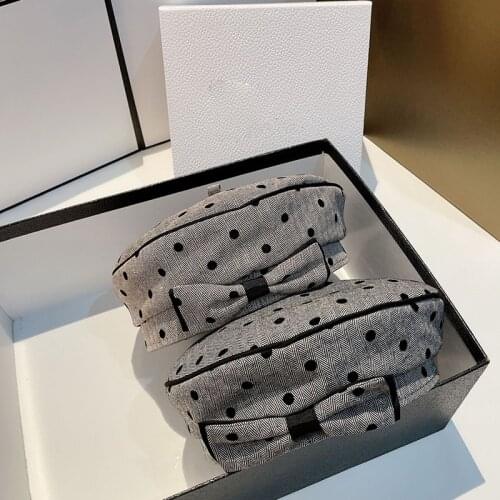 New Retro Polka Dot Beret Womens Fashion Bow Knot Hepburn Style Cute Girl Hat Autumn Winter Octagonal Hat Painter Hat Flat Cap