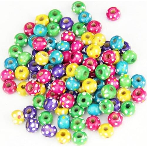 100Pcs Loose beads Round Plum blossom Wood Beads 8mm Handmade Wooden Loose Bead Various types of diy jewelry accessories beads