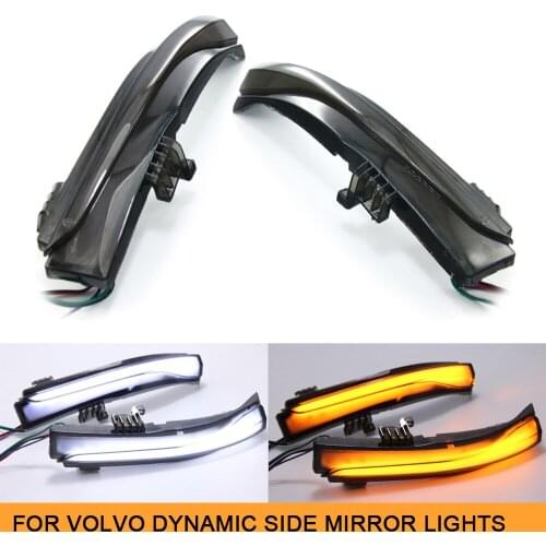 2x Dynamic Amber White Side Rearview Mirror Light Turn Signal Lamp for Volvo V40 V60 V70 S60 S80 XC60 Car Indicator