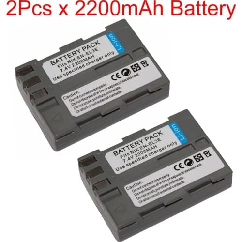 2Pcs x 2200mAh ENEL3E EN-EL3E Camera Battery For Nikon D700 D300s D300 D200 D100 D90 D80 D70 D50 D70s Batteria Camera Battery