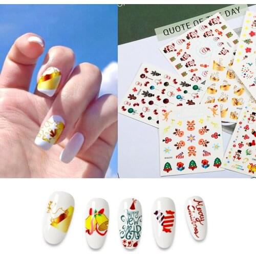 2020 NEW Christmas Stickers for nails Snowflake snowman DIY nails stickers nail foil