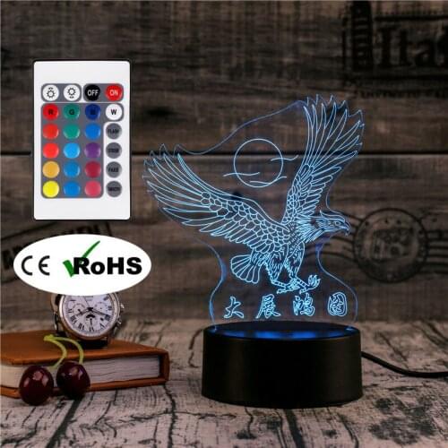 3D Led Novety Lighting Creative Gift Night Light Table Lamp Bedside Eagle Light Led Home Corridor Hotel Party Atmosphere Lights