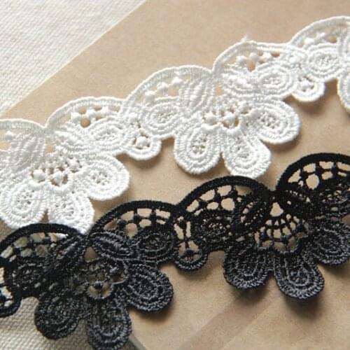 5yard Handmade DIY Accessories Japanese version of water soluble lace silk black white rose 3cm wide