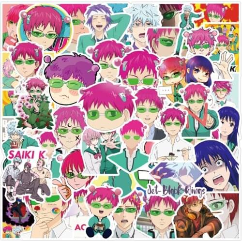50Pcs The Disastrous Life of Saiki K. Saiki Kusuo Cartoon Stickers For Laptop Skateboard Luggage Phone Moto Anime Pegatinas