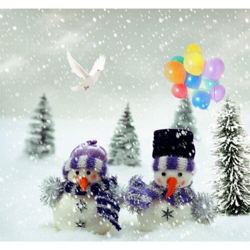 5x7ft Snow Winter Tree Snowman Photography Backdrops Photo Props Studio Background