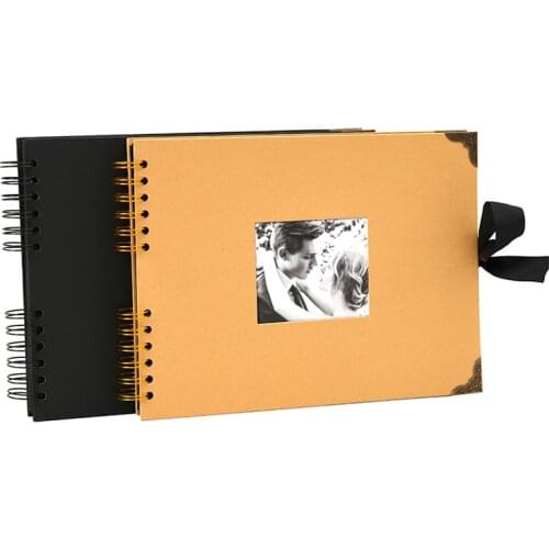 8x12 Inch Window Photo Album Retro bow DIY Handmade Photo Album Scrapbook With Butterfly Cord