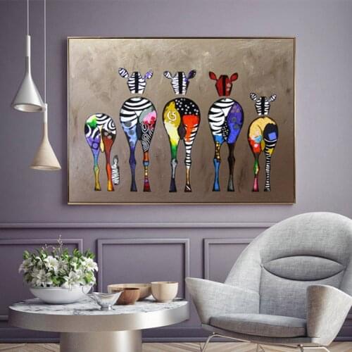 Abstract Colorful Zebra Canvas Painting Poster Wall Art Animal Posters and Prints Wall Pictures For Kids Living Room Home Decor