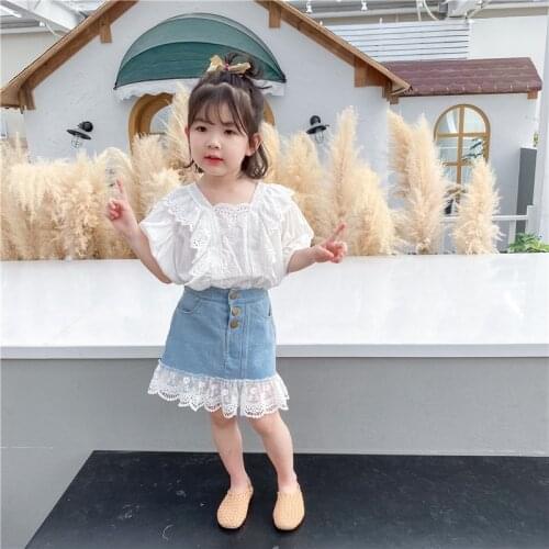 Puff Sleeve Children Clothes Spring Summer Girls Cotton Blouses Shirts Kids Teenagers Outwear Breathable High Quality