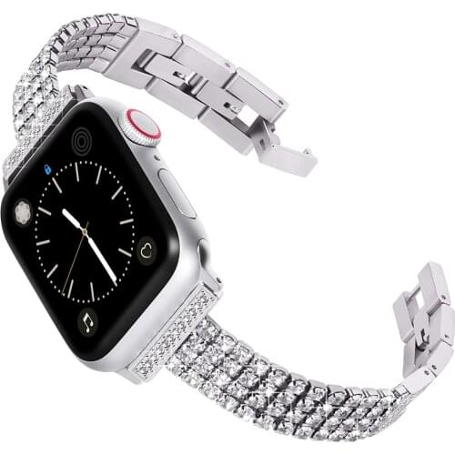Bling Bands for Apple Watch Bands 38mm 40mm 42mm 44mm Women Dressy Jewelry Metal Strap for iWatch Replacement Pulseira Bracelet