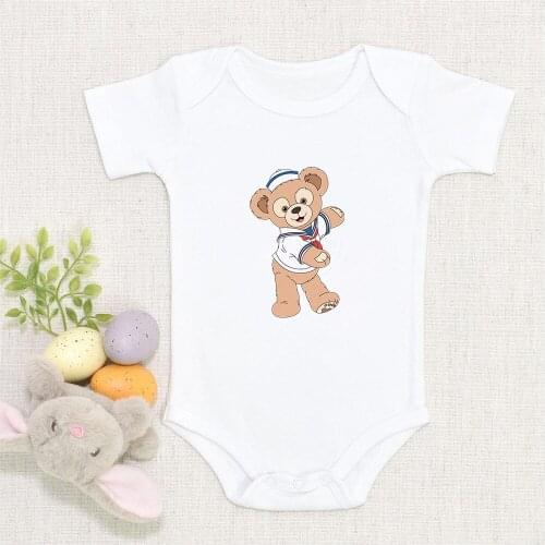 Short Sleeve Newborn Clothes Kawaii Disney Bear Print Infant Baby Cute Toddler Jumpsuits Bodysuits Outfits