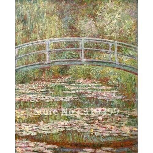 100% handmade Claude Monet Oil Painting Reproduction on linen canvas,Bridge over a Pond of Water Lilies,Free Shipping