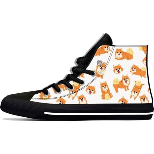 Pomeranian Animal dog Cut kawaii Harajuku Fashion Lightweight High Top Canvas Shoes Men Women Casual Breathable Sneakers
