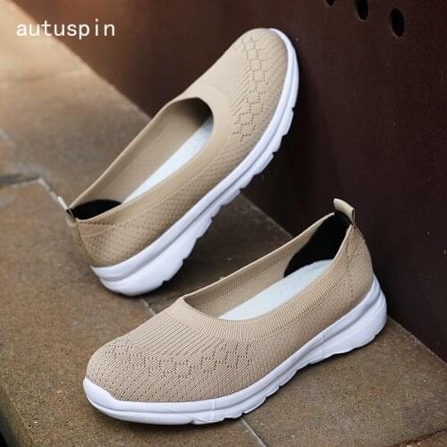 Autuspin Breathable Womens Vulcanized Shoes Fashion Lightweight Women Flats Casual Loafers Leisure Sneakers Walking Moccasins