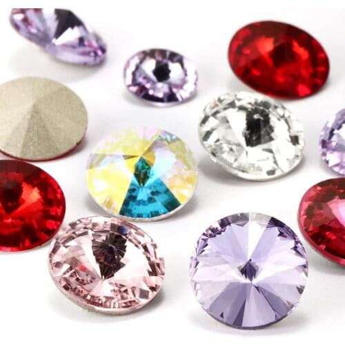 Astrobox Round Crystal Glass Rhinestones Gule On Garment Stone Rivoli For Clothing DIY Stones Loose Rhinestones Accessories