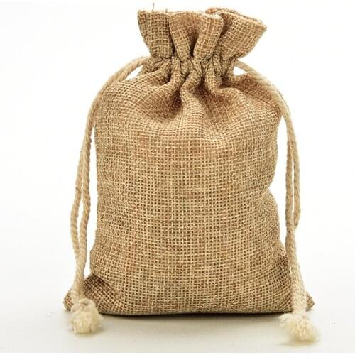 Mini Rustic Burlap Pouch Sack Drawstring Tie Bag Wedding Party Favor High qualiy