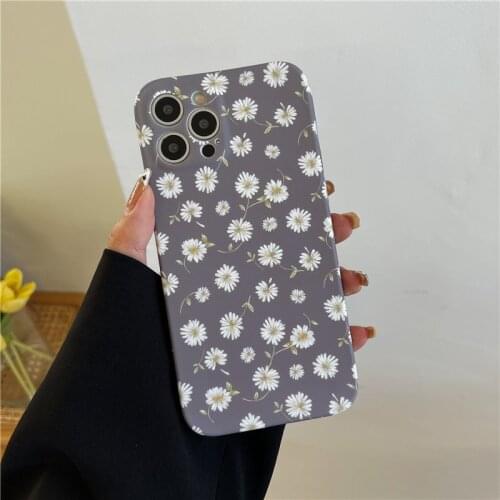 Fashion Art Floral Daisy Flower Phone Cases For iPhone 12 11 Pro Max X XS XR Max Mini SE2020 7 8 Plus Floral Soft Silicone Cover