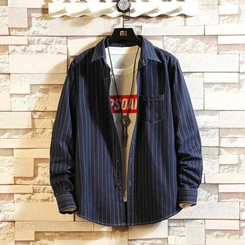 #6921 Spring Japanese Style Vertical Striped Shirts For Men Cotton Korean Fashion Streetwear Man Shirts High Quality Loose Tide