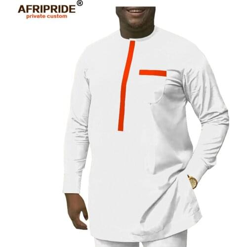 Mens Two Pieces African Dashiki Long Sleeve Shirt and Pants Ankara Clothing Clothes Sets Attire AFRIPRIDE A1916074