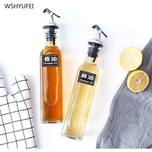 Kitchen soy sauce smooth oil vinegar seasoning bottle set glass oil pouring leak-proof household etching small spicy wine bottle