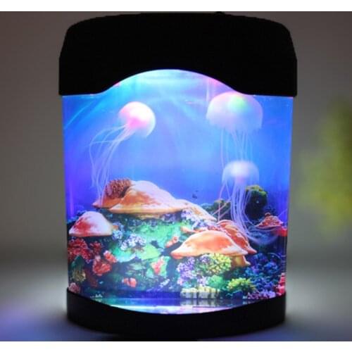 Aquarium Night Light Lamp LED Light Artificial Seajelly Tank Swimming Mood Lamp for Home Desk Decor