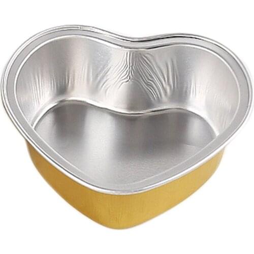 New 50Pcs Net Baking Mold Mousse Cake Pudding Cup Dessert Box Heart Shape Baking-Resistant Aluminum Foil Cup