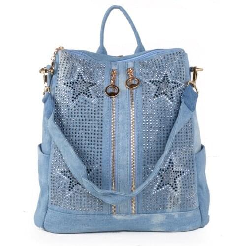 New High Quality Denim Backpack Women Shoulder Bags Multifunction Travel Backpack School Bags for Girls Bagpack Mochila