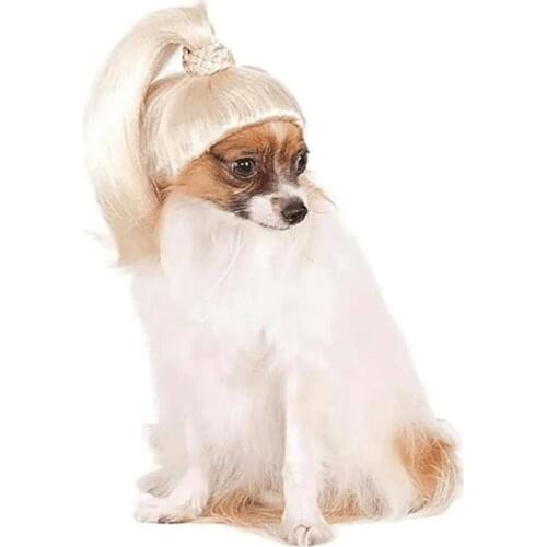 Dog Blonde Wig Pet Cat Cosplay Wigs Ponytail Golden Hair Props Holiday Party Cute Comfortable Adjustable Hat Fashion Clothing