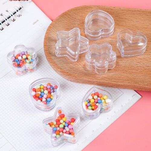 10Pcs/Lot Plastic Storage Box with Lid Container Organizer For Jewelry Earring Transparent Heart Star Shape Storage Box